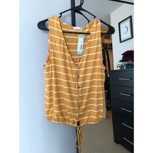 Striped White and Mustard Yellow Tank with Ties